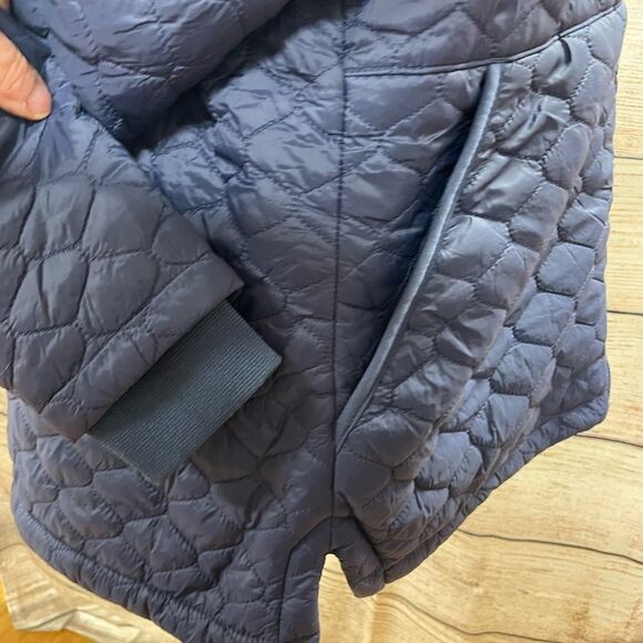 Quilted navy blue zipper hoodie jacket - Picture 5 of 10